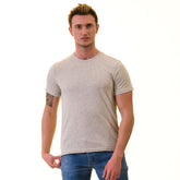 Light Gray Melange European Made & Designed Premium Quality T-Shirt - Crew Neck Short Sleeve T-Shirts